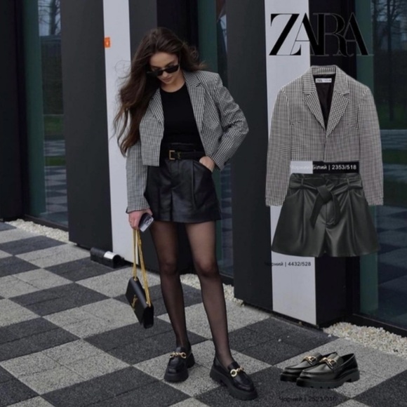 Zara Gingham cropped blazer - Picture 3 of 6